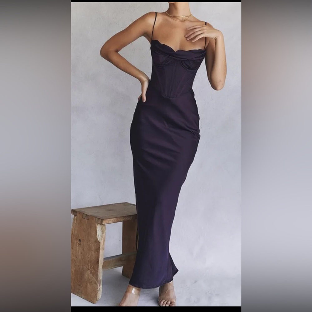 HOUSE OF CB Charmaine Night Shade Corset Maxi Dress (XS, Regular A-C Cup)